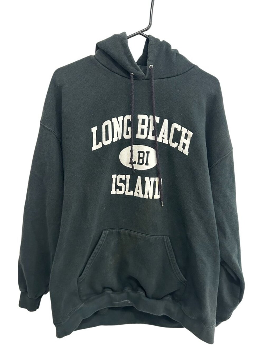 Long Beach Island Large LBI Black Pullover Hoodie Sweatshirt Retro Vintage Style